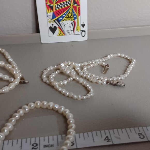 5 Pc Faux Pearl / Pearl Necklace And Bracelet Lot - Picture 8 of 12